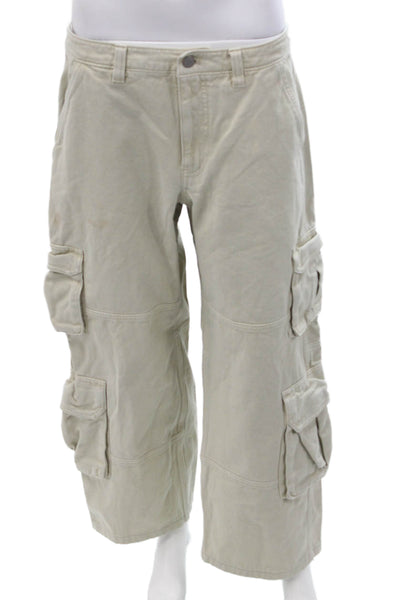 TNA Unisex Cargo Pants Beige Cotton Button 27in Size 10