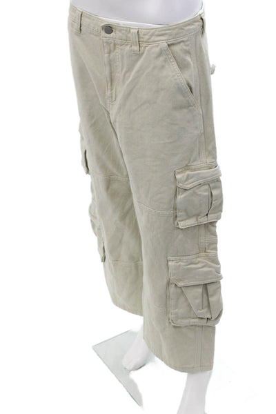 TNA Unisex Cargo Pants Beige Cotton Button 27in Size 10