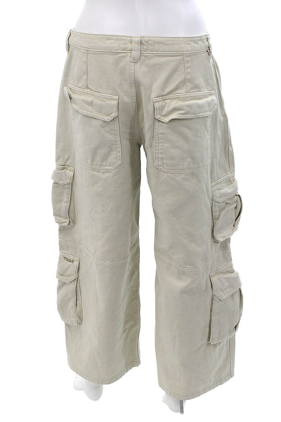 TNA Unisex Cargo Pants Beige Cotton Button 27in Size 10