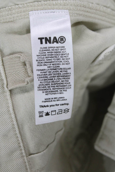 TNA Unisex Cargo Pants Beige Cotton Button 27in Size 10