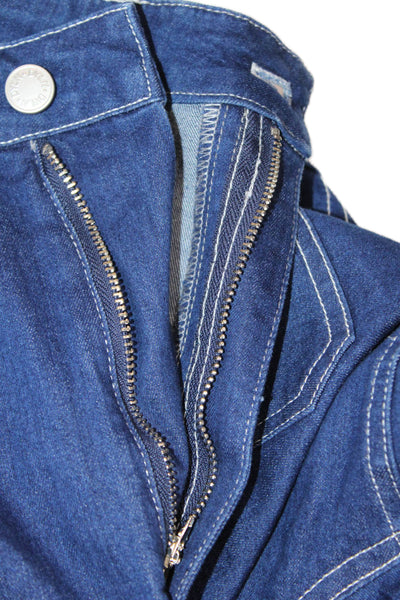 By Dylan Unisex Cargo Cropped Pants Dark Blue High Rise Button Fly Size L