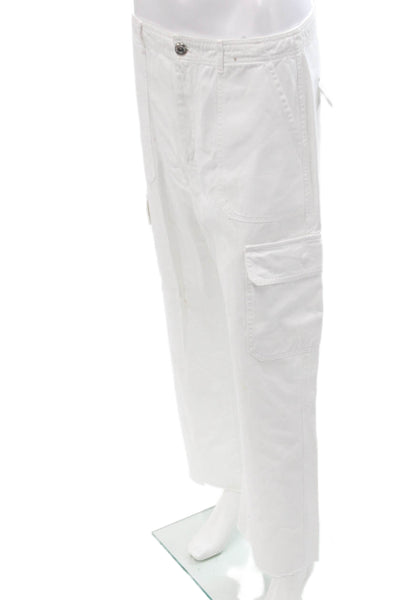 Zara Unisex Cargo Pants White Button Solid Army Preowned Size 10