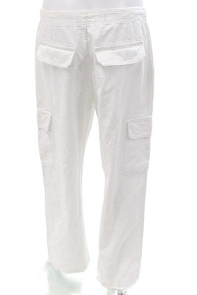 Zara Unisex Cargo Pants White Button Solid Army Preowned Size 10