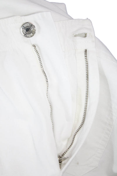 Zara Unisex Cargo Pants White Button Solid Army Preowned Size 10
