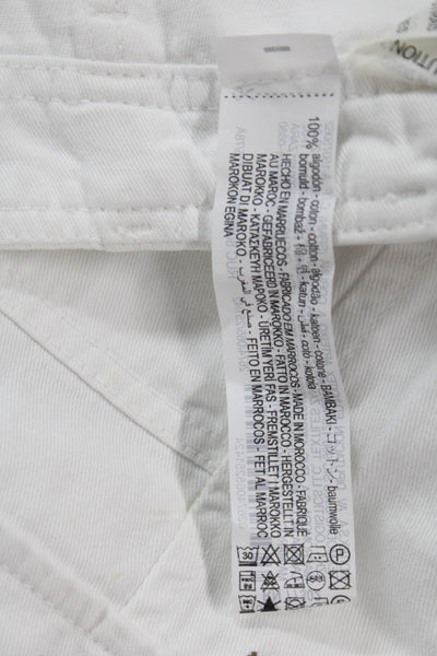 Zara Unisex Cargo Pants White Button Solid Army Preowned Size 10