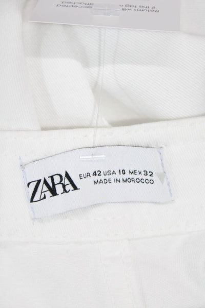 Zara Unisex Cargo Pants White Button Solid Army Preowned Size 10