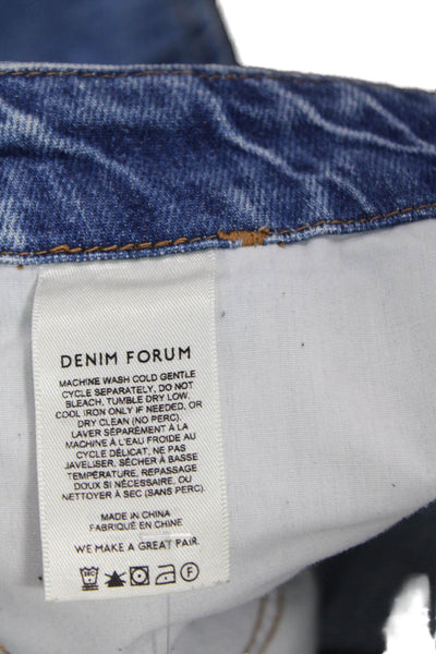 Denim Forum Unisex Cropped Wide Leg Jeans Blue 100% Cotton Low Rise Size 28
