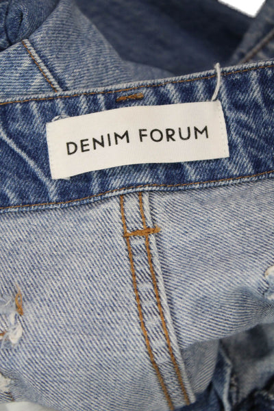 Denim Forum Unisex Cropped Wide Leg Jeans Blue 100% Cotton Low Rise Size 28