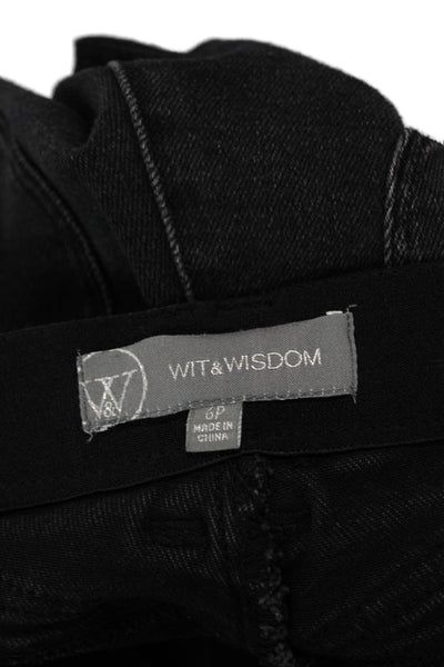 Wit & Wisdom Women Black Cropped Straight Petite Jeans Size 6P