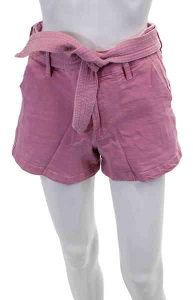 J Crew Unisex Chino Shorts Pink Tie Waist Cotton Elastane Size 6