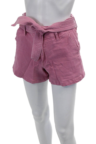 J Crew Unisex Chino Shorts Pink Tie Waist Cotton Elastane Size 6
