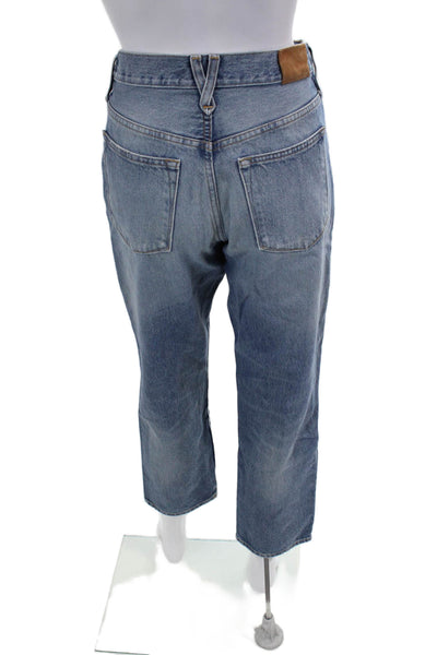J Crew Womens Boyfriend Cropped Jeans Blue Mid Rise Button 27 Inseam Size 26