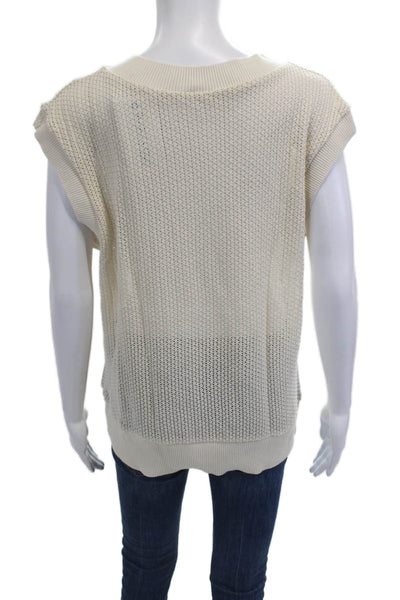 Zara Unisex Beige V-Neck Sleeveless Vest Cotton Polyester Classic Fall Size S