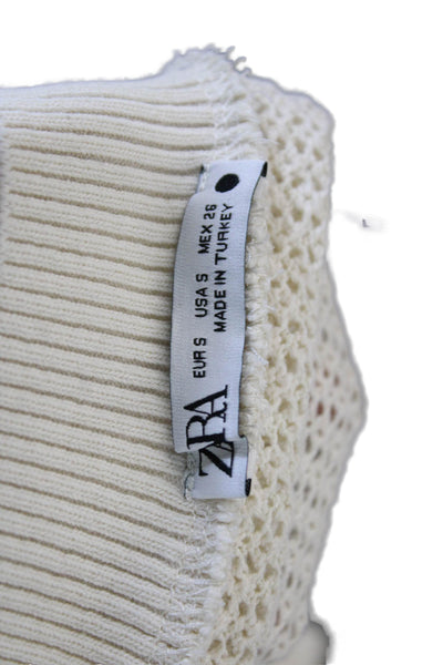 Zara Unisex Beige V-Neck Sleeveless Vest Cotton Polyester Classic Fall Size S