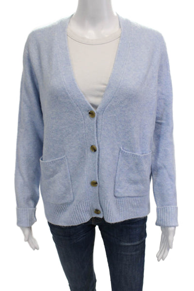 J Crew Womens Light Blue V-Neck Button Cardigan Long Sleeve Size M