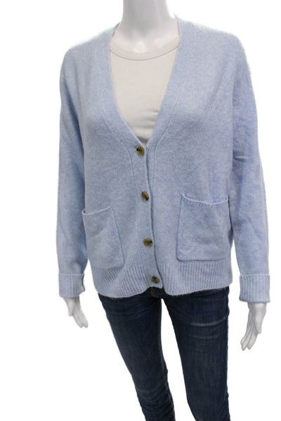 J Crew Womens Light Blue V-Neck Button Cardigan Long Sleeve Size M