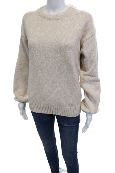 J Crew Womens Pullover Crew Neck Beige Cotton Linen Blend Sweater Size S