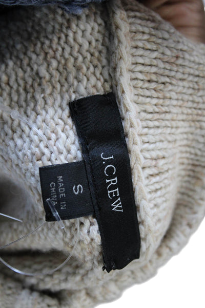 J Crew Womens Pullover Crew Neck Beige Cotton Linen Blend Sweater Size S