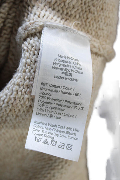 J Crew Womens Pullover Crew Neck Beige Cotton Linen Blend Sweater Size S