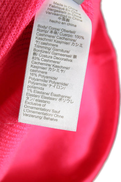 J Crew Womens 100% Cashmere V-Neck Short Sleeve Pink Button Size M