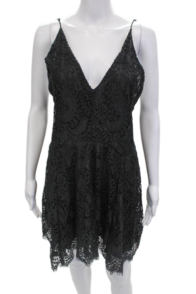 Magali Pascal Women Slip Dress Black V-Neck 100% Nylon Sleeveless Size S