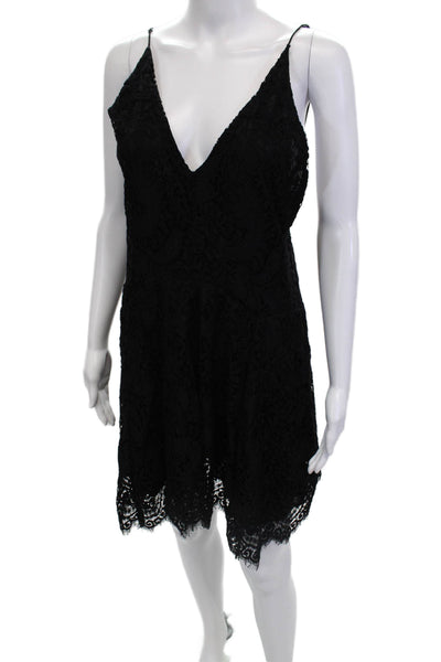 Magali Pascal Women Slip Dress Black V-Neck 100% Nylon Sleeveless Size S