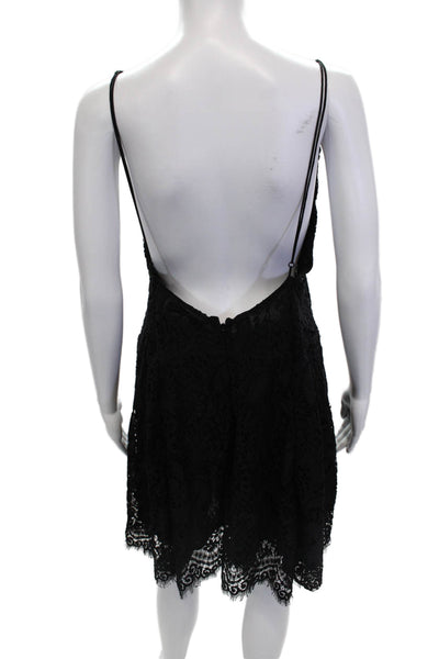 Magali Pascal Women Slip Dress Black V-Neck 100% Nylon Sleeveless Size S