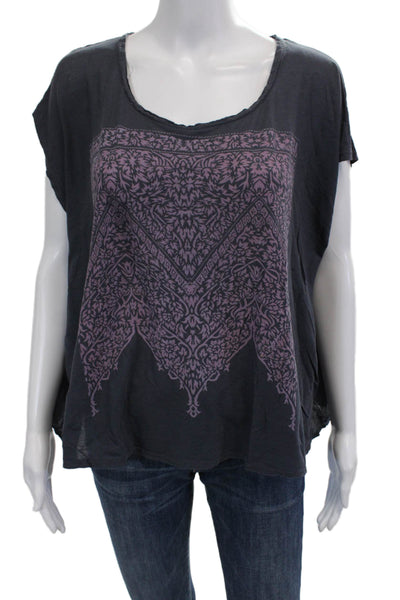 Sundry Womens DarkGray Cotton Jersey Short Sleeve T-Shirt Graphic Size One Size