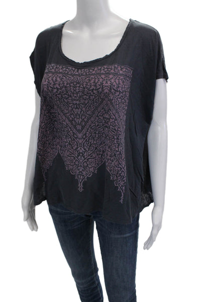 Sundry Womens DarkGray Cotton Jersey Short Sleeve T-Shirt Graphic Size One Size