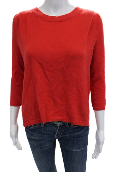 Skaist Taylor Women Red Pullover Sweater 3/4 Sleeve Crew Neck Size S