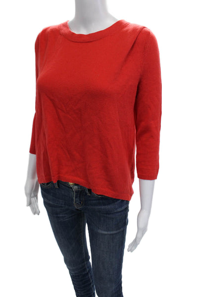 Skaist Taylor Women Red Pullover Sweater 3/4 Sleeve Crew Neck Size S