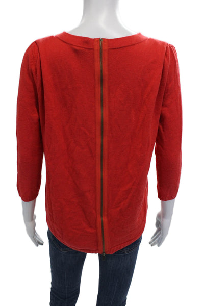 Skaist Taylor Women Red Pullover Sweater 3/4 Sleeve Crew Neck Size S