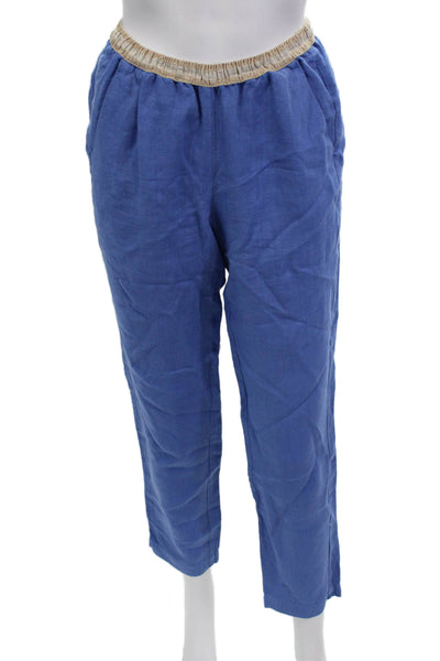 Hartford Mens Cropped Ankle Linen Pants Blue Size 1