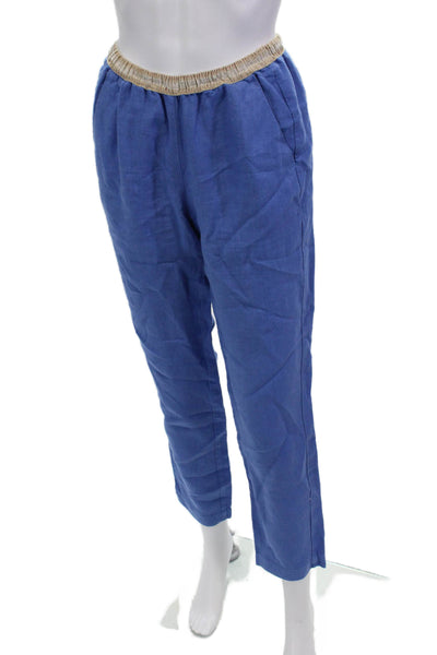 Hartford Mens Cropped Ankle Linen Pants Blue Size 1