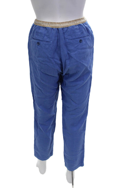Hartford Mens Cropped Ankle Linen Pants Blue Size 1