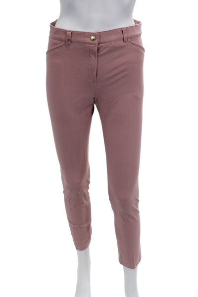 Reggiani Women Ankle Cropped Pink Pants Button Closure Size 8