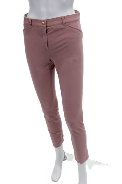 Reggiani Women Ankle Cropped Pink Pants Button Closure Size 8