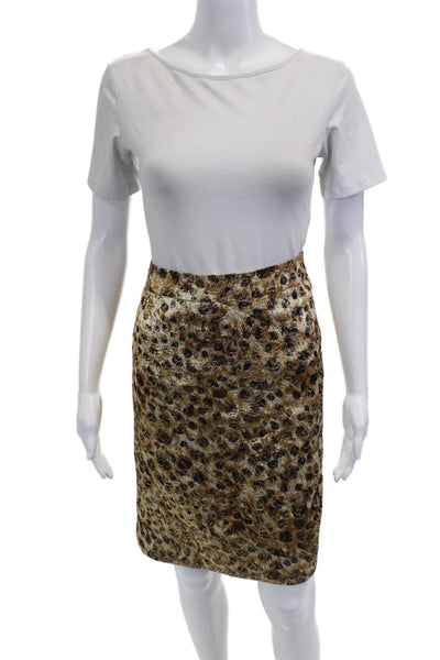 J Crew Womens Straight Pencil Skirt Beige Animal Print Size 10