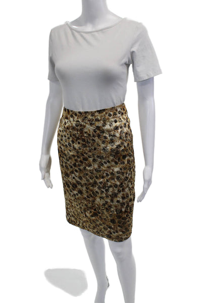 J Crew Womens Straight Pencil Skirt Beige Animal Print Size 10