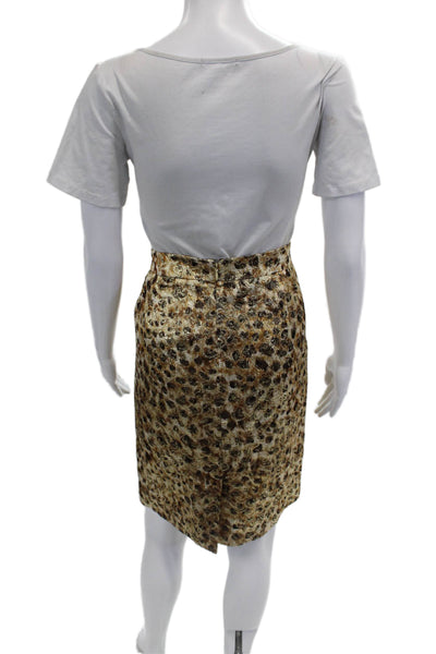 J Crew Womens Straight Pencil Skirt Beige Animal Print Size 10