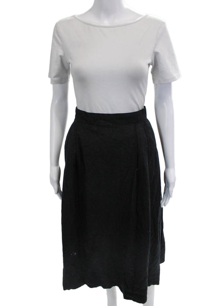 Banana Republic Womens A-Line Pleated Skirt Black Linen Rayon Size 8
