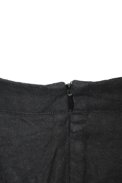 Banana Republic Womens A-Line Pleated Skirt Black Linen Rayon Size 8