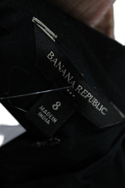 Banana Republic Womens A-Line Pleated Skirt Black Linen Rayon Size 8