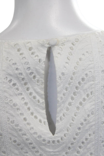White House Black Market Women White Sleeveless Round Neck Blouse Size 10