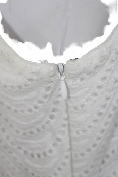 White House Black Market Women White Sleeveless Round Neck Blouse Size 10