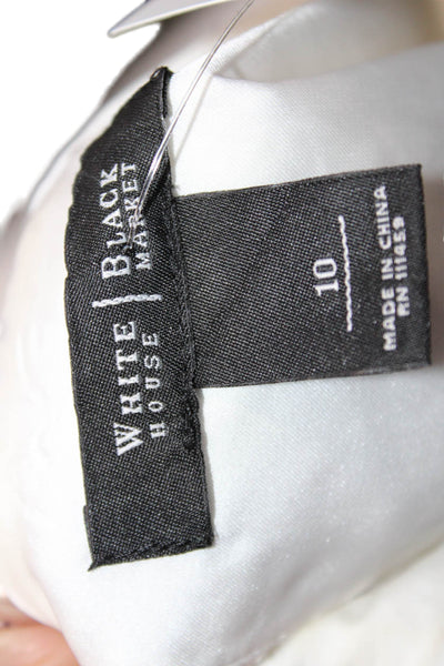 White House Black Market Women White Sleeveless Round Neck Blouse Size 10