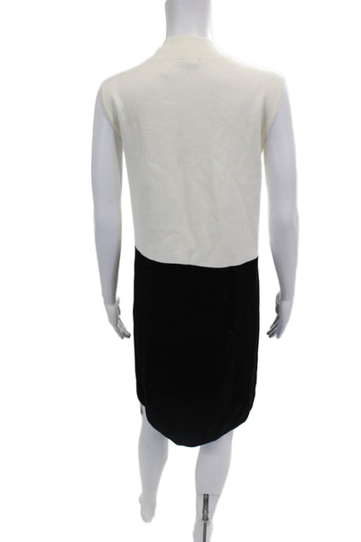 Talbots Womens Shift Sweater Dress Sleeveless Mock Neck Black Button Size XL