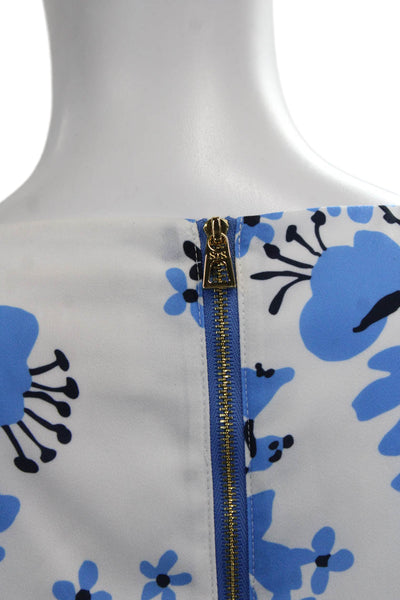 STS Sail To Sable Women Blue Floral Square Neck Long Sleeve Shift Dress Size XL