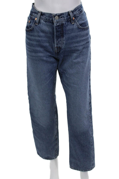 Levi Strauss & Co Mens Cropped Straight Dark Blue Jeans Size 25