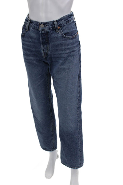 Levi Strauss & Co Mens Cropped Straight Dark Blue Jeans Size 25
